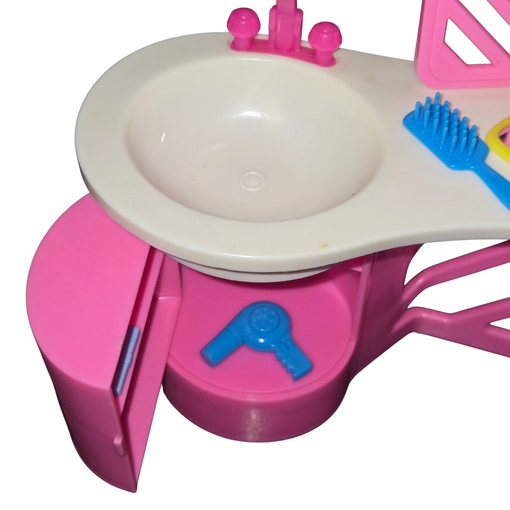 Mattel Barbie Vanity Sink Stool Set Kids Pink Vintage 1977/1987 READ - Picture 4 of 16